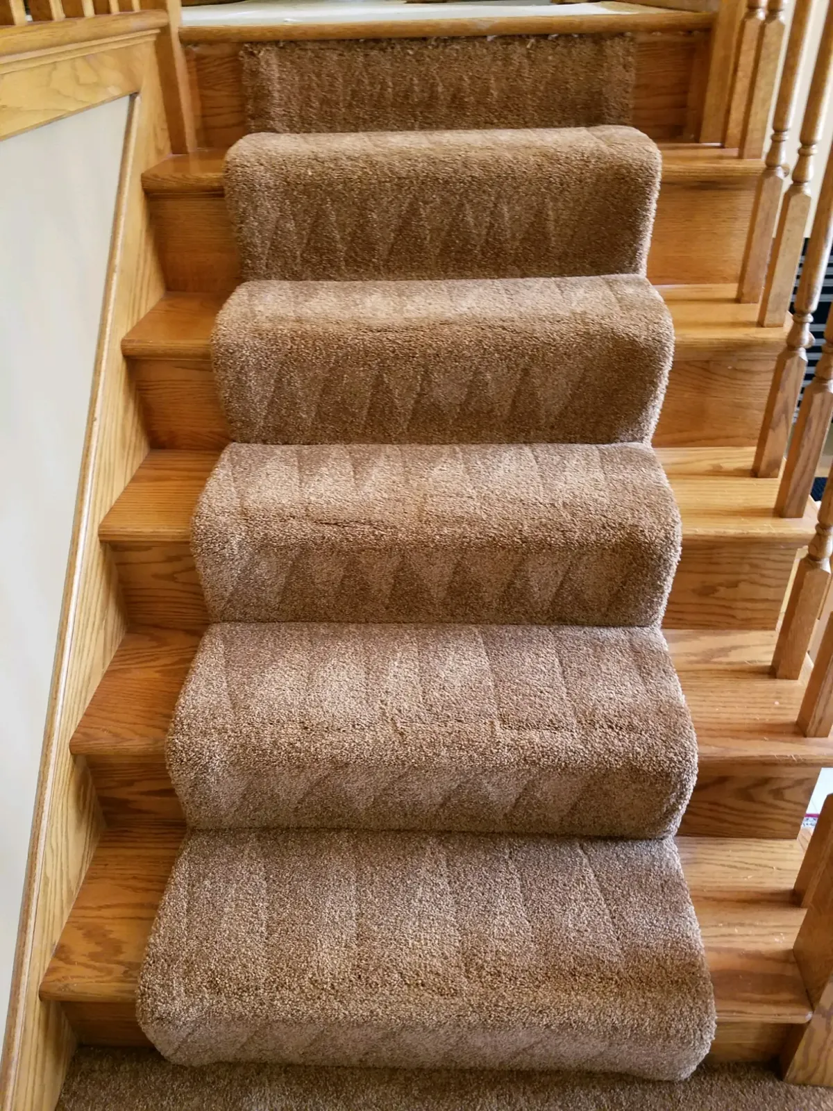 Stairs after, with fresh vacuum lines